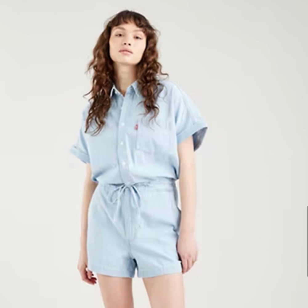 Levi’s Light Blue Denim Romper Shorts